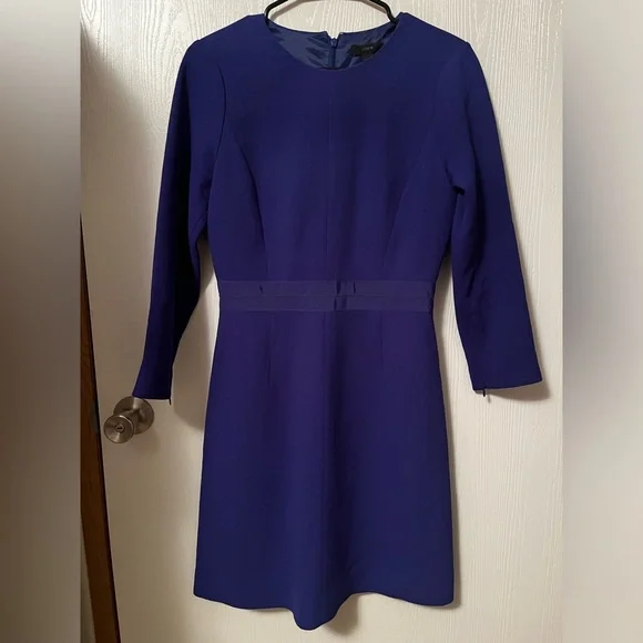 NWT J Crew Double-Faced Wool Royal Blue Crepe Suit Sheath Dress Size 2 - Picture 2 of 10